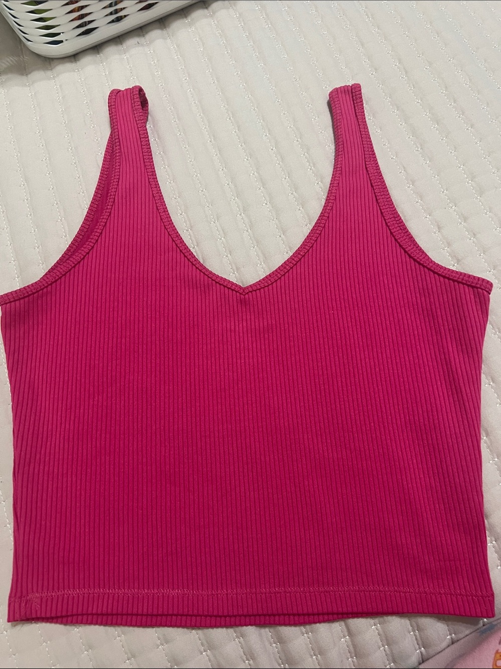 Hollister Size Medium Ribbed V-Neck Crop Tank - Hot Pink